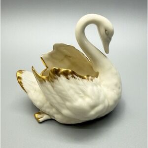 Lenox Vintage Swan Figurine Gold Gilding Romantic Feminine Soft Whimsical Decor